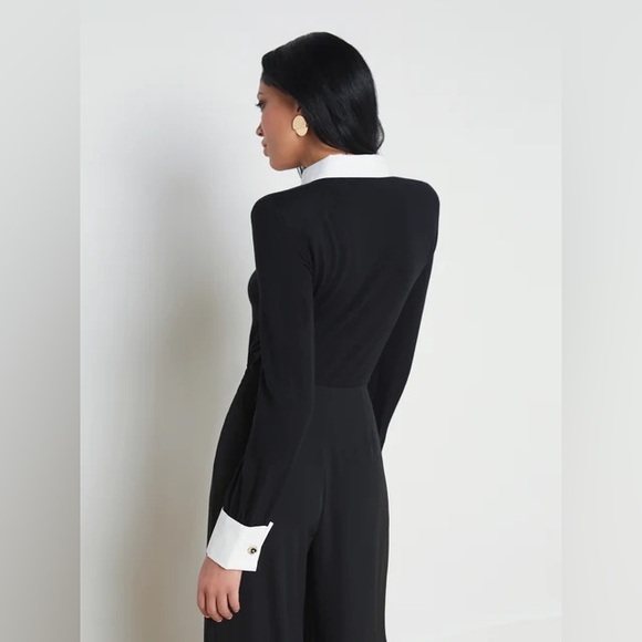 L'AGENCE April Poplin Collar Pullover in Black - Picture 5 of 16